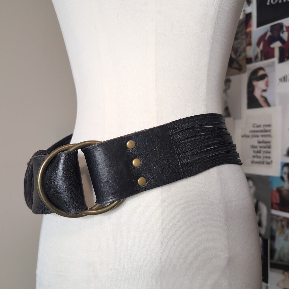 Wide Leather Multi Strand Vintage Western Belt